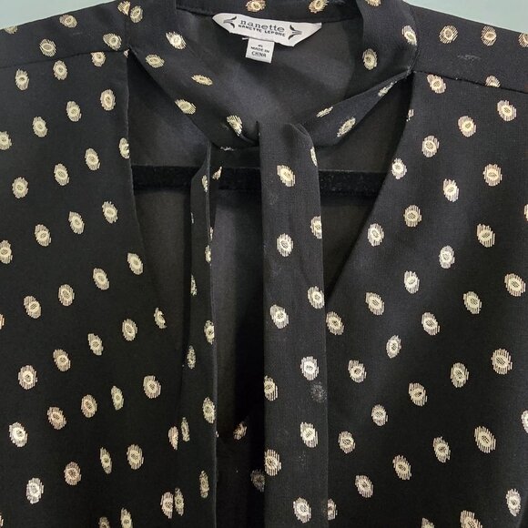 Nanette Lepore Long Sleeve Dress - Black with Gold Dots - Picture 5 of 10